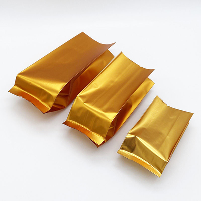 Sachet à fond plat et soufflet latéral avec logo personnalisé, sachets de thé en papier d'aluminium, thermoscellables, emballage alimentaire en plastique CPP et PE