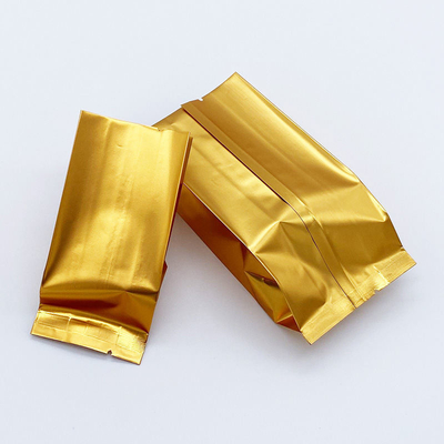 Sachet à fond plat et soufflet latéral avec logo personnalisé, sachets de thé en papier d'aluminium, thermoscellables, emballage alimentaire en plastique CPP et PE