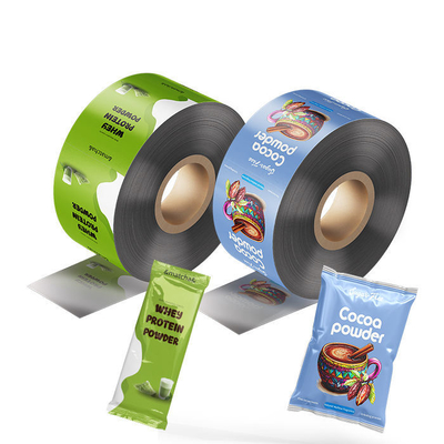 Film en rouleau pour sachet plastique biodégradable, thermoscellable, laminé, imprimé sur mesure, pour poudre, jus, bâtonnet