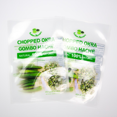 Impression numérique personnalisée Emballage en okra tranchée transparente de 1 kg Sac en plastique Sac à vide végétal