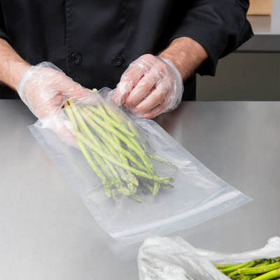 Sac sous vide en nylon transparent personnalisé en gros, pochette transparente sur un côté pour la viande ou les légumes