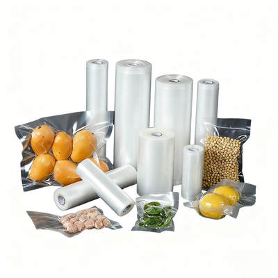 Sac sous vide en nylon transparent personnalisé en gros, pochette transparente sur un côté pour la viande ou les légumes