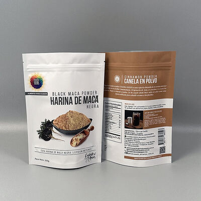 Sacs d'emballage alimentaire à fermeture à glissière à nouveau verrouillable Sacoche personnalisée d'emballage en poudre d'épices Sac en plastique