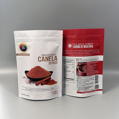 Sacs d'emballage alimentaire à fermeture à glissière à nouveau verrouillable Sacoche personnalisée d'emballage en poudre d'épices Sac en plastique