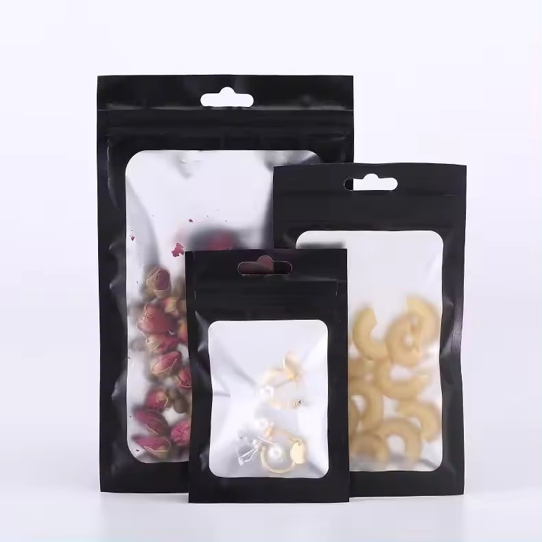 Matte noir résistant à l' odeur plastique fermeture à glissière emballage sac Mylar avec fenêtre transparente