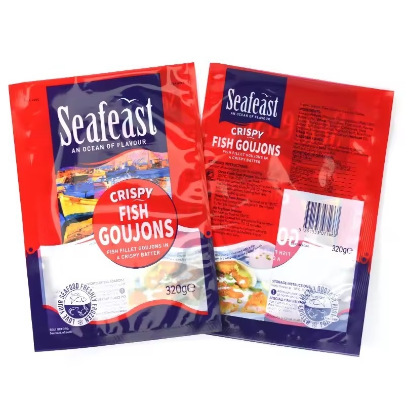 Imprimé sur mesure sous vide poisson poulet aliments surgelés Emballage de 3 côtés Seal Sacs en plastique avec logos