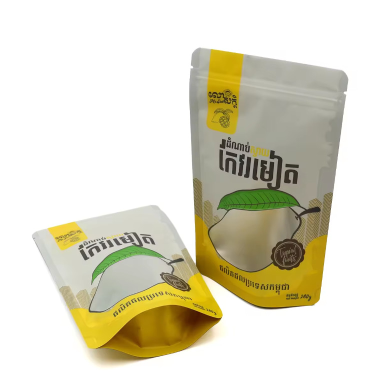 Sacs alimentaires en plastique stratifiés recouverts d'une nouvelle serrure Emballage sur mesure imprimé conçu Ziplock Poly Bag pour les fruits secs