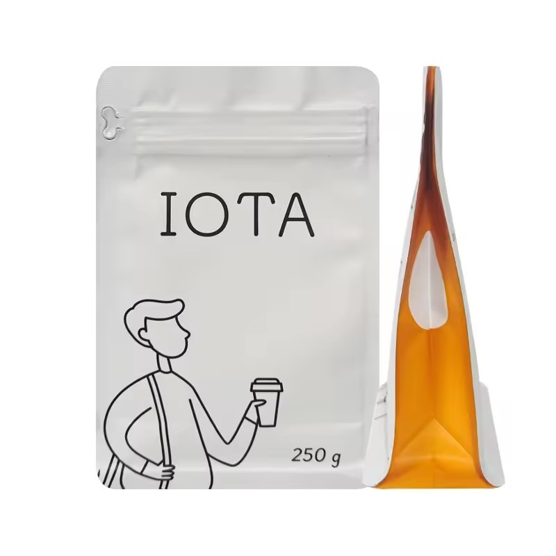 Recyclable personnalisé imprimé fond plat 250g 1lb sacs à café de haricots soupape côté coussinet côté emballage