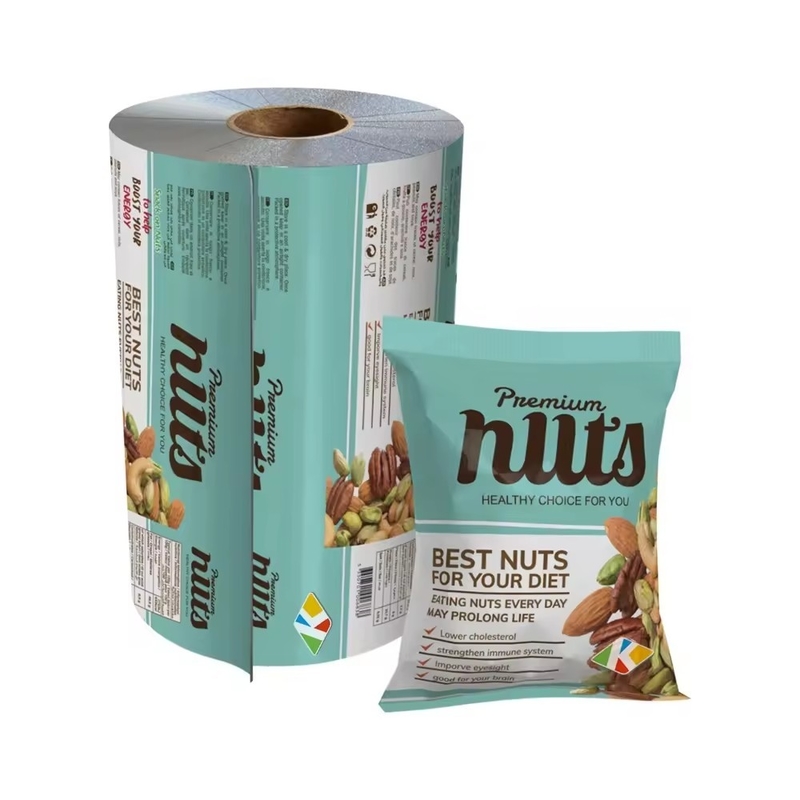 Film d'emballage alimentaire imprimé sur mesure en papier d'aluminium/sachet d'emballage plastique stratifié en rouleau de film plastique pour collation