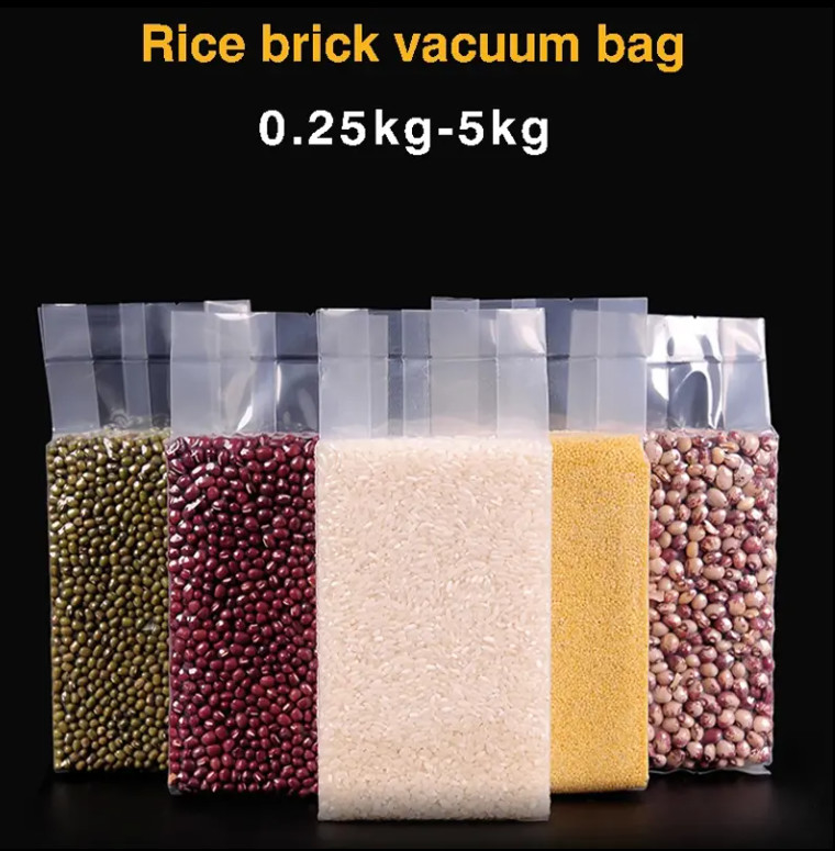 Impression à la gravure Produits alimentaires Emballage de riz Plastique sous vide 1 kg 2 kg 5 kg 10 kg Pe Sac de joint thermique avec poignée