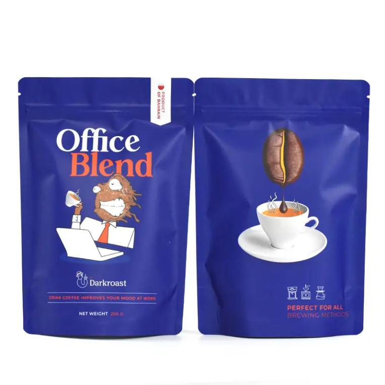 Conception personnalisée Imprimé anti-odeur 100g 500g Stand Up Poche fermeture à glissière Sachet Suppléments de lactosérum Café Emballage Mylar Sac