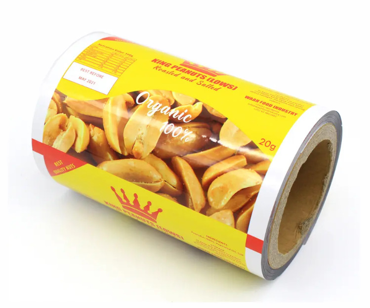 Fabrique de rouleaux de film d'impression en plastique utilisés pour les collations / chips de pommes de terre / noix emballage, petit sac stratifié film d'emballage de collations