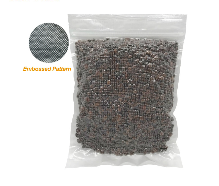 Fabrique OEM stockage alimentaire sur mesure double fermeture à glissière en nylon en relief sac d'étanchéité sous vide