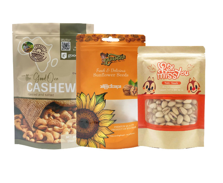 Boîte à outils personnalisée Fermeture à glissière haut Fruits secs Package alimentaire Sacoche de cacahuètes et noix Sac de pin Noix de cajou mélangées Emballage