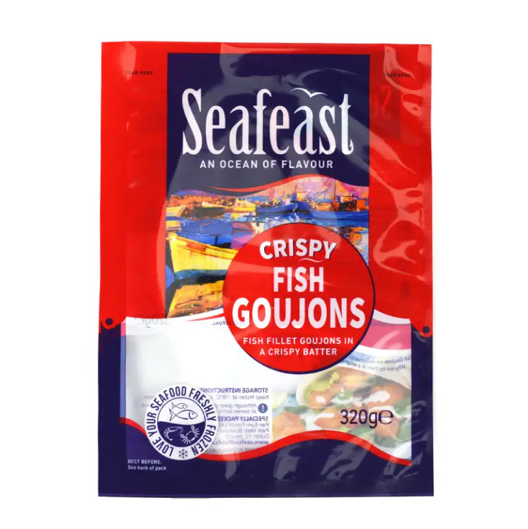 Imprimé sur mesure sous vide poisson poulet aliments surgelés Emballage de 3 côtés Seal Sacs en plastique avec logos