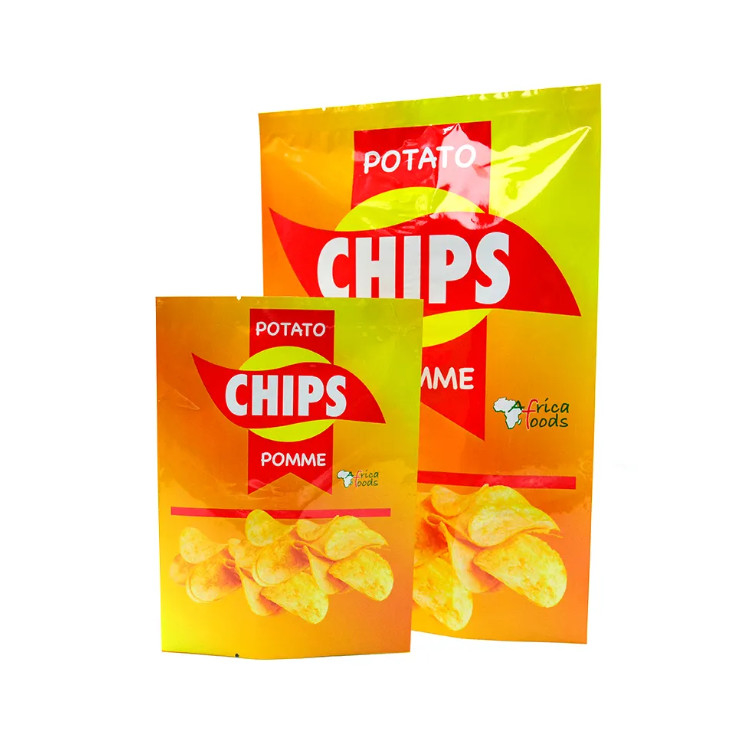 Sacs en plastique de qualité alimentaire lamellés jaune brillant pour les copeaux de pomme de terre étanche à la chaleur en papier d'aluminium à l'arrière
