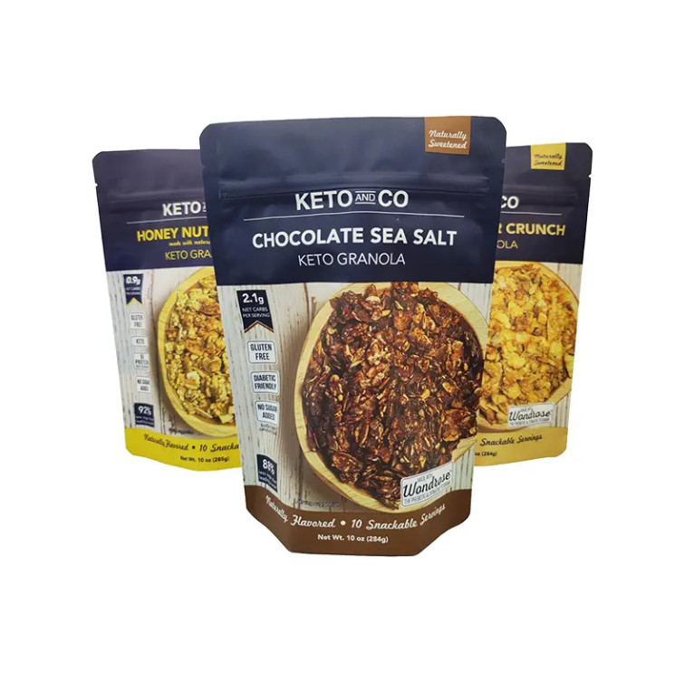 Pour les produits alimentaires à l'épreuve de l'humidité Mylar Stand Up Pouch BOPP Sac d'emballage en plastique pour l'impression en gravure de chocolat à base de noix