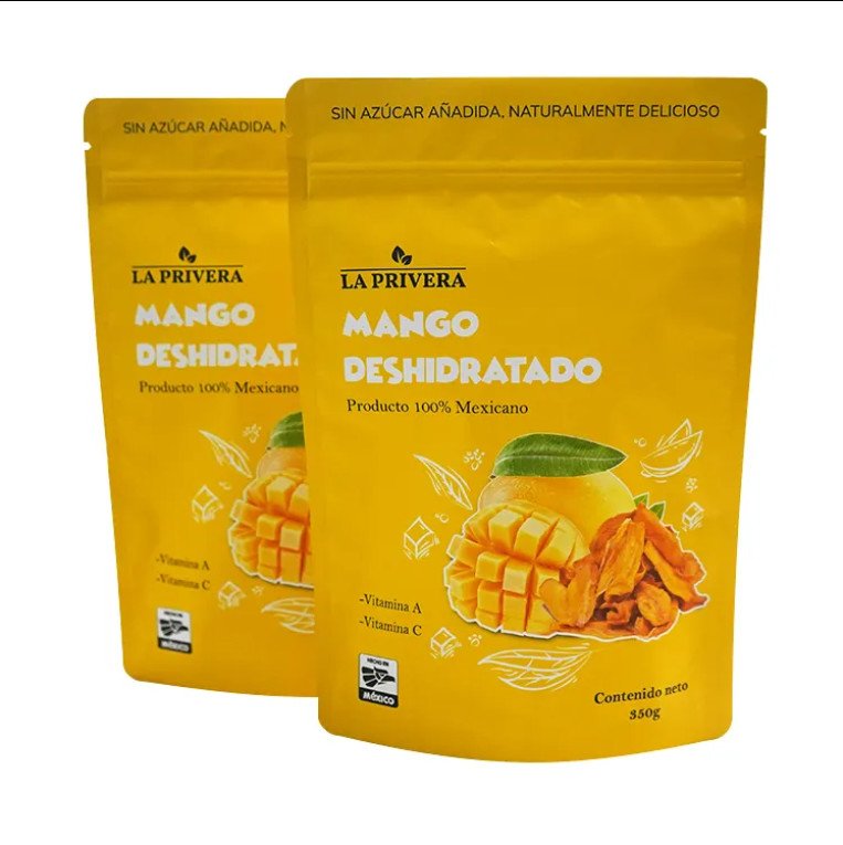 Sac d'emballage alimentaire sur mesure en papier d'aluminium Mangue séchée sac à emballer à nouveau verrouillable Mylar Stand Up pouch pour les fruits