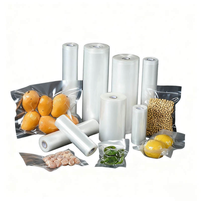 Sac sous vide en nylon transparent personnalisé en gros, pochette transparente sur un côté pour la viande ou les légumes