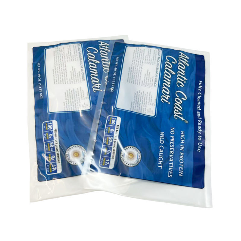 Sacs thermoscellés avec logo imprimé personnalisé, sacs en plastique sous vide pour emballage d'aliments surgelés, scellés sur trois côtés, emballage de viande avec fenêtre