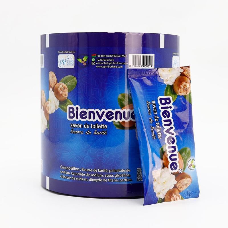 Film en rouleau plastique laminé imprimé sur mesure, qualité alimentaire, pour emballage souple de savon